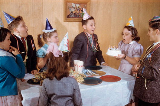 Vintage photo of kids at a birthday party