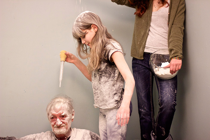 Girls Pouring Flour on their Grandfather's Head | My Father, the Introvert