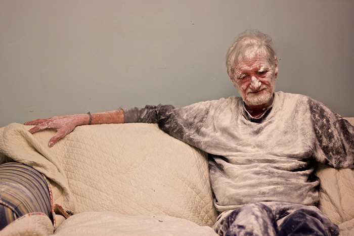 Man Covered in Flour on a Couch | My Father, the Introvert