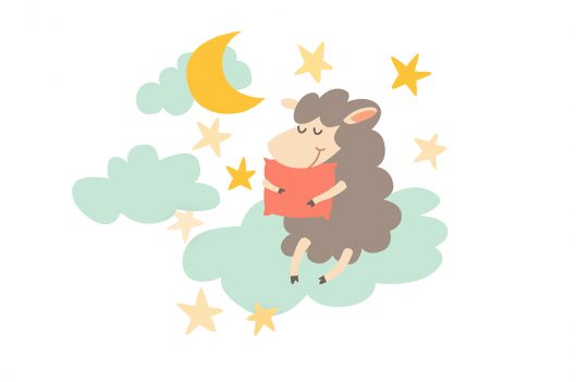 Sleeping sheep with pillow on night sky | How to Create Peaceful Sleep Rituals